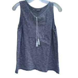 Lands' End Navy and White Striped Tassel Tank Size M 10-12